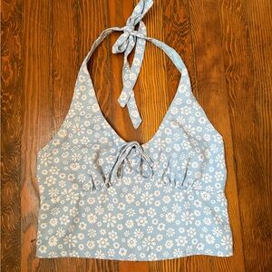 Hollister Light Blue Floral Crop Top